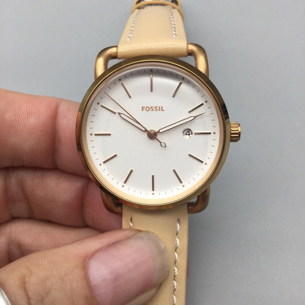 Fossil Commuter Womens Watch 42mm Date Brown Leather ES4335 New Battery